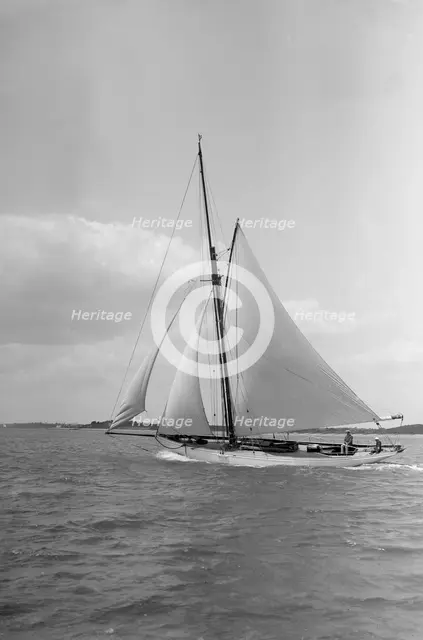 Unknown cutter under sail, 1911. Creator: Kirk & Sons of Cowes.