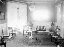 Unknown interior of Victorian family home with fine furniture, brass bed, c1900s.. Creator: Robert Augustus Henry L'Estrange