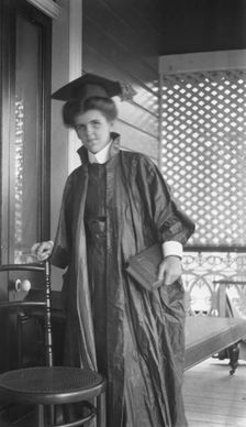 Unknown lady in graduation cap and gown, c1900s. Creator: Robert Augustus Henry L'Estrange