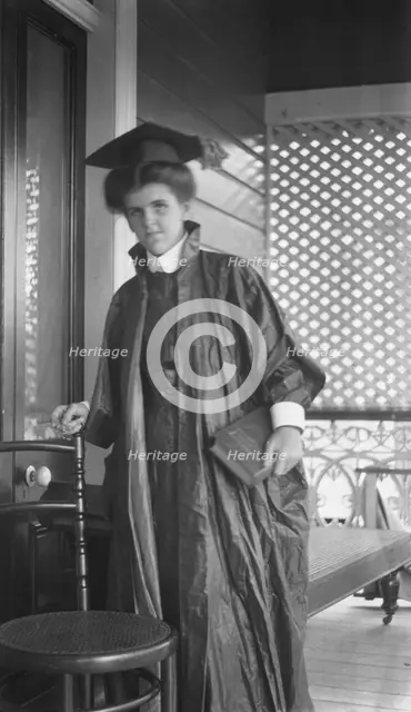 Unknown lady in graduation cap and gown, c1900s. Creator: Robert Augustus Henry L'Estrange.