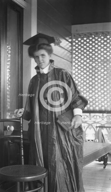 Unknown lady in graduation cap and gown, c1900s. Creator: Robert Augustus Henry L'Estrange.