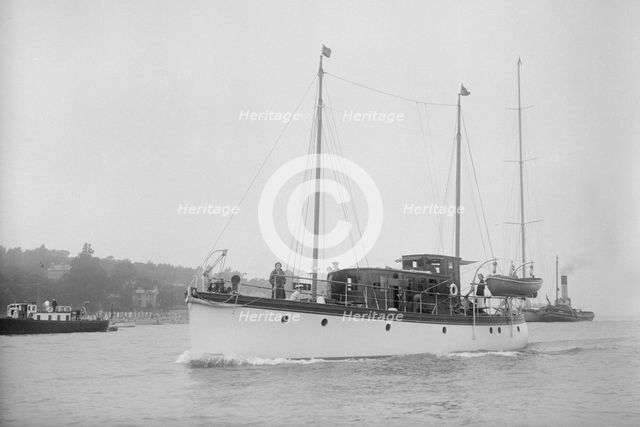 Unknown motor yacht under way, c1937. Creator: Kirk & Sons of Cowes.