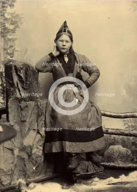 Unknown Sami girl, 1890-1900.  Creator: Helene Edlund.
