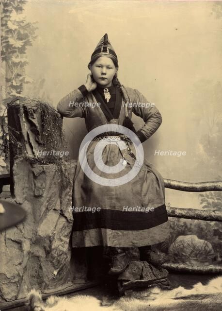 Unknown Sami girl, 1890-1900.  Creator: Helene Edlund.