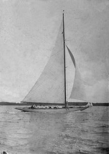 Unknown sailing yacht under way. Creator: Kirk & Sons of Cowes