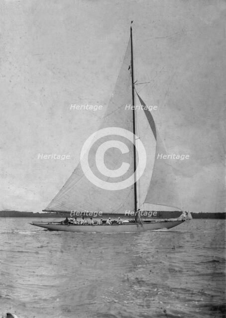 Unknown sailing yacht under way. Creator: Kirk & Sons of Cowes.