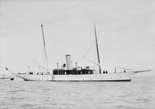 Unknown steam yacht at anchor. Creator: Kirk & Sons of Cowes