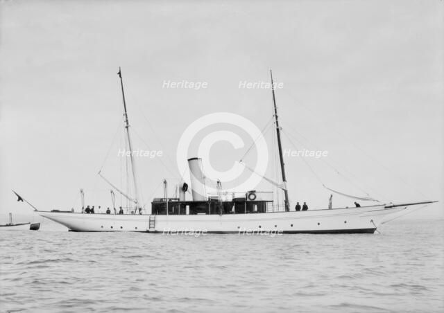 Unknown steam yacht at anchor. Creator: Kirk & Sons of Cowes.