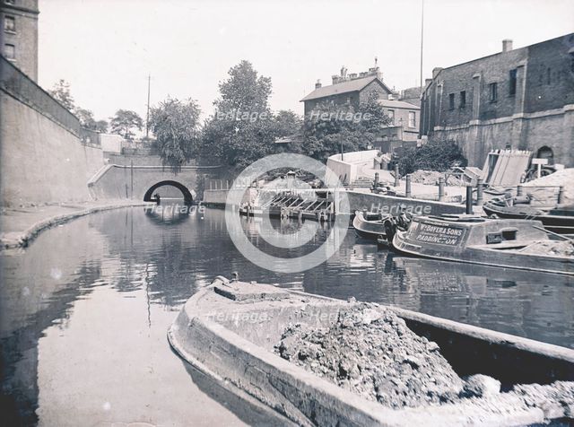 Unloading on the Grand Union Canal, London, c1905. Artist: Unknown