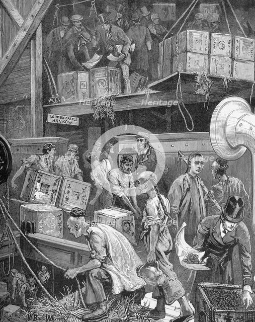 Unloading a cargo of tea, c1871-c1890. Creator: William Bazett Murray.