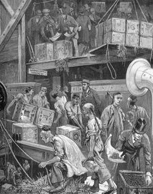 Unloading a cargo of tea, c1871-c1890. Creator: William Bazett Murray