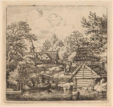 Unloading a Barge, probably c. 1645/1656. Creator: Allart van Everdingen