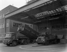 Unloading and loading lorries, Spillers Animal Foods, Gainsborough, Lincolnshire, 1961. Artist: Michael Walters