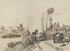 Unloading carts at a canal, 1864-1936. Creator: Johannes Cornelis van Essen