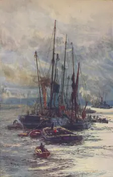 Unloading Coal into Barges 1910. Artist: William Lionel Wyllie