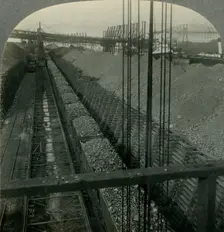 Unloading Iron ore at Port of Cleveland, Ohio, the Heaviest Handler of Ore in the World c1930s. Creator: Unknown