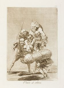 Unos á otros.; Los Caprichos, pl.77, 1799. Creator: Francisco Goya
