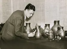 Unpacking and examining the exhibits for the International Exhibition of Chinese Art 1935. Creator: Sport and General Press Agency