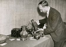 Unpacking and examining the exhibits for the International Exhibition of Chinese Art 1935. Creator: Sport and General Press Agency