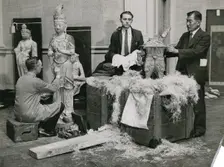 Unpacking exhibits from Japan, 1935. Creator: Topical Press Agency