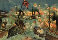 Unparalled Battle of the "Variag" and the "Koreets" at Chemul'po, 1904. Creator: Unknown