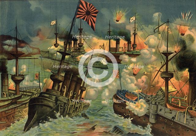 Unparalled Battle of the "Variag" and the "Koreets" at Chemul'po, 1904. Creator: Unknown.