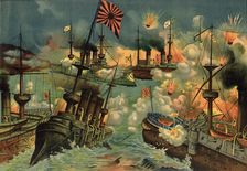 Unparalled Battle of the "Variag" and the "Koreets" at Chemul'po, 1904. Creator: Unknown