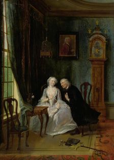 "Unseemly Love, perhaps a scene of the Widower Joost with Lucia, 2nd scene from the play ""De wanheb Creator: Cornelis Troost