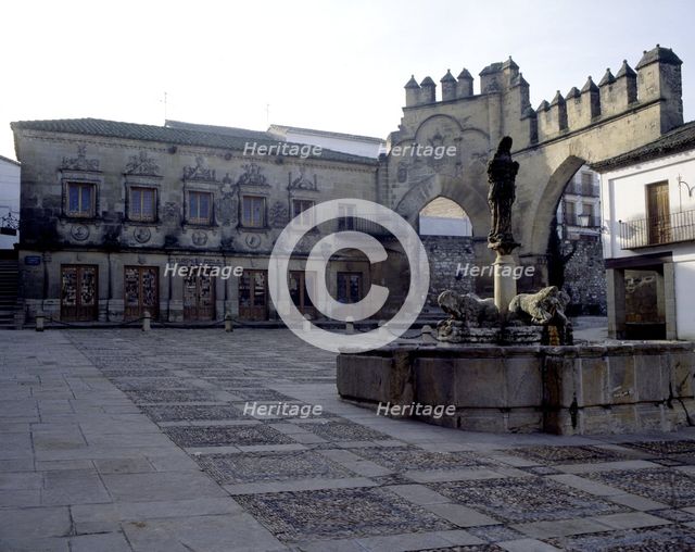 Ubeda (Jaen), view of the façade of the building of the Antiguas Escribanías. At right, the Jaén …