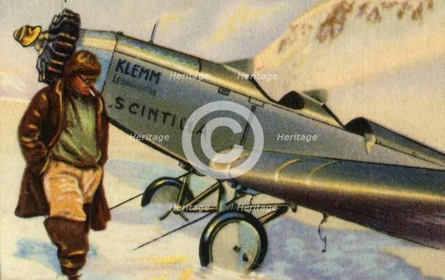 Udet lands on the Plateau du Trient, Mont Blanc, 1929, (1932). Creator: Unknown.