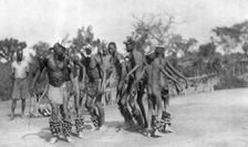 Ugandan dancers, Dodoma to Mongalla, Uganda, 1925 (1927). Artist: Thomas A Glover