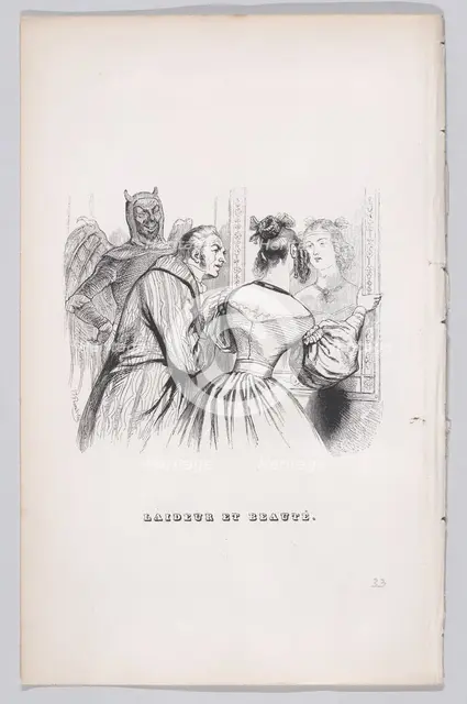 Ugliness and Beauty from The Complete Works of Béranger, 1836. Creator: Theodore Maurisset.