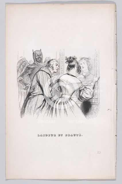 Ugliness and Beauty from The Complete Works of Béranger, 1836. Creator: Theodore Maurisset.