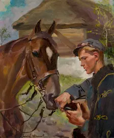 Uhlan at a Horse, between 1925-1930. Creator: Wojciech Kossak