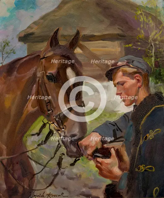 Uhlan at a Horse, between 1925-1930. Creator: Wojciech Kossak.