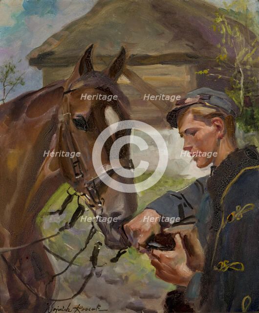 Uhlan at a Horse, between 1925-1930. Creator: Wojciech Kossak.