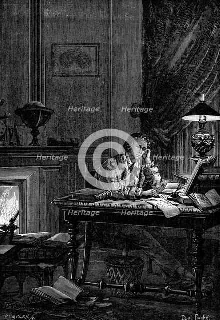 UJJ Leverrier, French astronomer calculating the position of the planet Neptune in 1846 (1881). Artist: Unknown