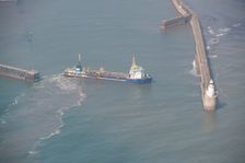 UKD Marlin, a trailing suction hopper dredger, Blyth harbour, Northumberland, 2016. Creator: Dave MacLeod