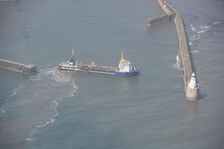 UKD Marlin, a trailing suction hopper dredger, Blyth harbour, Northumberland, 2016. Creator: Dave MacLeod