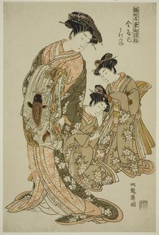 Ukifune of the Kanaya, from the series "Models for Fashion: New Designs as Fresh as..., c. 1776. Creator: Isoda Koryusai