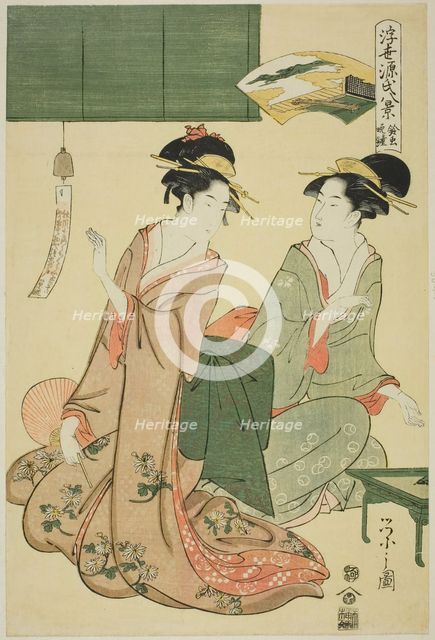 Ukiyo Genji hakkei : Suzumushi no bansho, late 18th-early 19th century. Creator: Hosoda Eishi.
