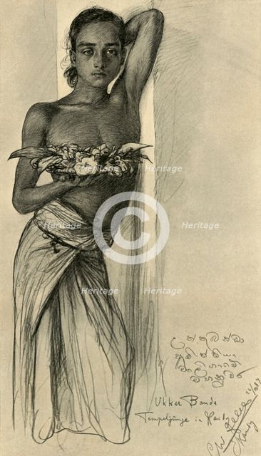 Ukku Banda, young man at a temple, Kandy, Ceylon, 1898. Creator: Christian Wilhelm Allers.