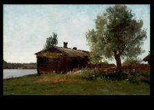 Uko's cabin, motif from Tuulos, 1870. Creator: Hjalmar Munsterhjelm
