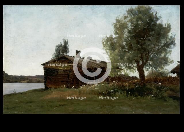 Uko's cabin, motif from Tuulos, 1870. Creator: Hjalmar Munsterhjelm.