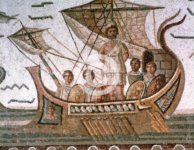 Ulysses and the sirens, Roman mosaic, 3rd century AD. Artist: Unknown