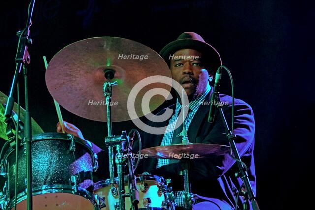 Ulysses Owens Jnr, Love Supreme Jazz Festival, Glynde Place, East Sussex, 2014.  Artist: Brian O'Connor.