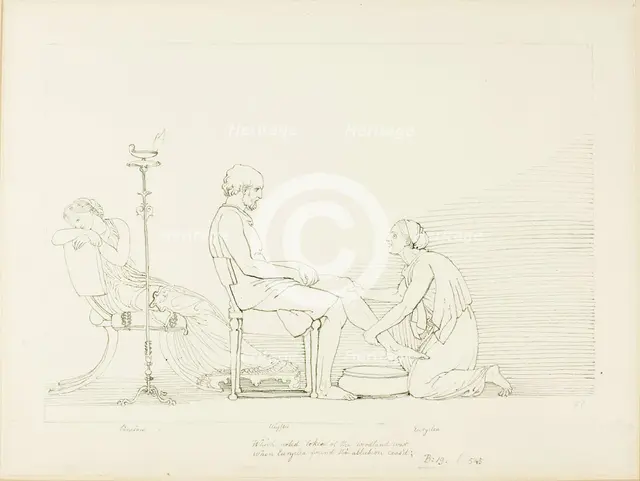 Ulysses, Penelope and Euryclea, n.d. Creator: John Flaxman.