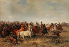 Ulans rob Honved-Hussars a Herd of Horses, 1864. Creator: Franz Adam