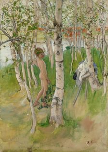 Ulf. Nude Boy among Birches, c.1898. Creator: Carl Larsson