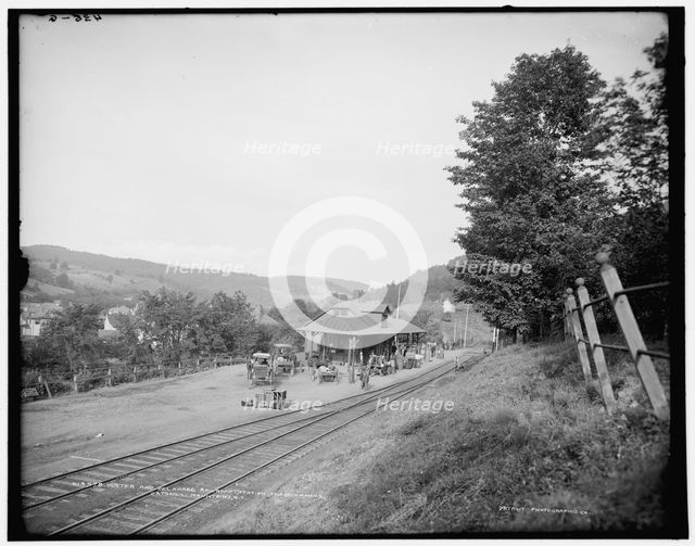 Ulster and Delaware Railroad station, Fleischmann's, Catskill Mountains, N.Y., (1902?). Creator: Unknown.